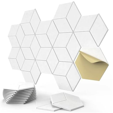 Panneaux insonorisants, Lot de 12 panneaux acoustiques insonorisants autocollants à rainure en Y for la maison, le bureau ou studio (30 x 26 0,9 cm)(White)