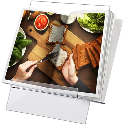 Supporto per Libri di Cucina in Acrilico | Supporto per Ricettari e Tablet da Cucina - Porta Ricette | per Casa Ufficio Scuola Biblioteca e Ambienti Interni