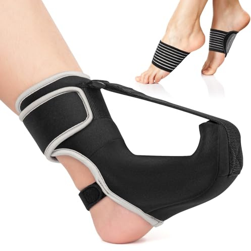 CEZUVR-US Plantar Fasciitis Night Splint Sock Upgraded Plantar Fasciitis Brace for Women Men with Arch Support for Achilles Tendonitis Foot Drop Heel Spur Pain Relief Black (Small)