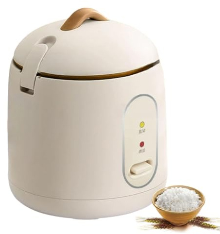 Mini cuociriso da 1,2 litri, piccolo fornello termico con vassoio per cottura a vapore e pentola antiaderente, macchina per riso automatica per 1-2 persone, perfetto per dormitorio e casa white