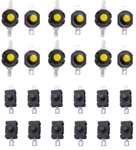 JOYOFREELY Interruttore a Pulsante Autobloccante per Torce Piccole, Materiale Plastico e Ottone, Struttura Semplice, Facile da Usare per Telecomandi e Giocattoli Elettronici