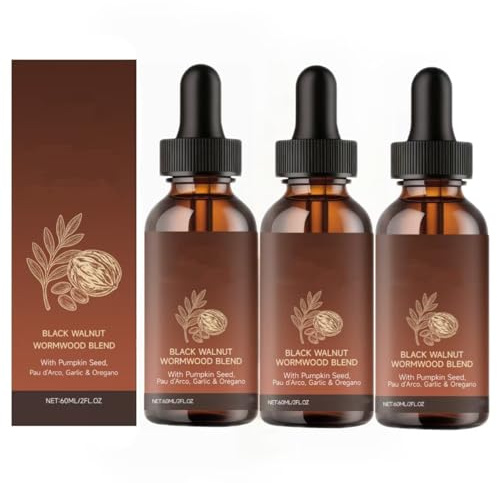 Huile de noyer noir et d'absinthe | Bien-être intestinal et digestif | 60 ml,3pcs