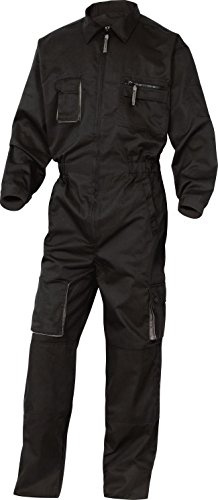 Panoply Mach2 Boilersuit Overalls Coverall With Knee Pad Pockets (Medium - 37-40 Chest - 30 Leg, Black with Grey trim)