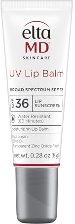 EltaMD UV Lip Balm SPF Sunscreen, Sunscreen Lip Balm with SPF 30+, Protects Dry Cracked Lips, Transparent Zinc Oxide, 0.28 Tube