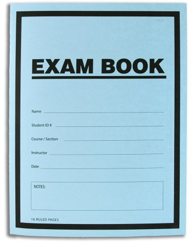 BookFactory Exam Blue Book Blue Exam Booklet Test (100 Pack) (Ruled Format - 8.5'' x 11'' - 16 Numbered Pages) Saddle Stitched (Made in USA)
