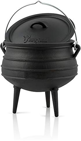BBQ-Toro Potjie l pentola per streghe in ghisa, pentola in ghisa l Forno olandese sudafricano (Potjie #4 (ca. 12 Litro), con piede)