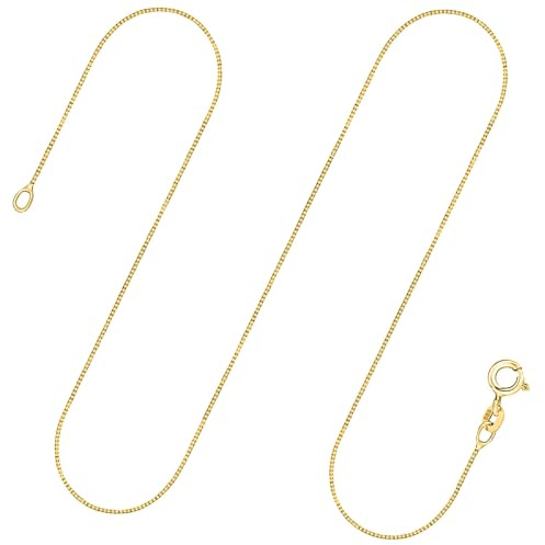 EDELIND Goldkette Damen 585 Echtgold – Venezianerkette 0.7mm Gelbgold – 38cm Halskette mit Geschenkbox