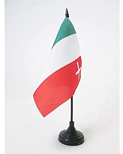 AZ FLAG Drapeau de Table Canton de Neuchâtel 15x15 cm Socle Plastique | Usage intérieur Drapeau de bureau de Neuenburg finition cousue et bords renforcés avec mât en plastique et socle en plastique