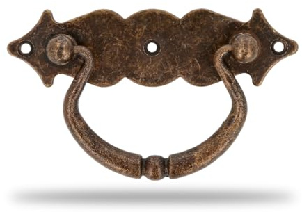 Amig – Horizontaler Türgriffe – Modell 1003 – Aus Stahl – 100 x 31 mm – Mit Ring und Gepunkteter Platte – Möbelgriffe – Oberfläche: Leder