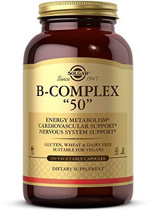 Solgar Vitamin B-Complex 50'' Vegetable Capsules - Pack of 250 - High Potency - Reduces Fatigue for Mental Performance, Busy and Active Lifestyles With Thiamine, Riboflavin, Folic Acid - Vegan