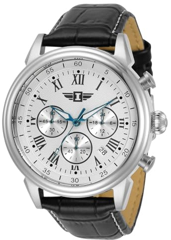 I By Invicta Men's 90242-002 Chronograph Silver Dial Black Leather Watch