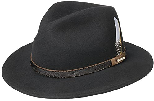 Stetson Valrico VitaFelt Filzhut Herren Made in USA Outdoor wasserabweisend Western knautschbar Wollfilzhut Sommer Winter Traveller schwarz S (54-55 cm)