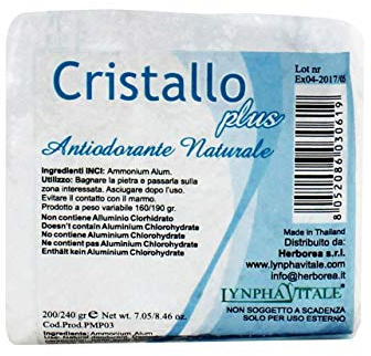 Deodorante naturale in allume di ammonio- Pietra Grezza Antiodorante 190/240 gr - Allume di potassio Puro Mineral - Deo per Uomo, Donna e Bambini - Il Sale della Terra - Cristallo Plus