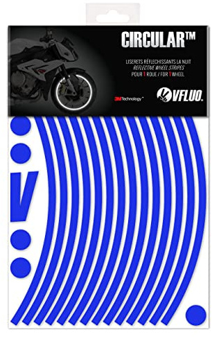 VFLUO - Kit Pegatinas Llantas de Moto Reflectantes, Autoadhesivas para 1 Rueda, 3M Technology™ - Gran Visibilidad Lateral - Discreto y diseño - Fácil colocación