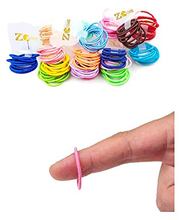 100 st Mini Hårsnoddar 2,5 cm (2 mm Tjocklek), Färgade Elastiska Hårband i 10 Färger för Barn och Flickor med Fint och Tunt Hår