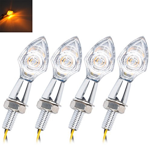KATUR 4 x 12 V Universal Motorrad Motorrad Blinker Blinker Bernstein Licht für Ya maha Hon da Su zuki Ka wasaki (Silber Gehäuse + Weiße Linse)