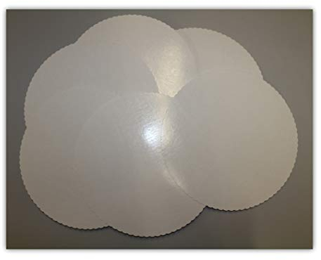 LYSCO 20 Stück Tortenuntersetzer, Pappe rund Ø 28cm weiß mit zackigem Rand Tortenplatten mit Folie beschichtet, verhindert Durchnässen