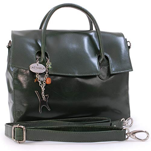 Catwalk Collection Handbags - Damen Leder Umhängetasche - Crossbody Bag Mittelgroß - Arbeitstasche mit Verstellbarer Schultergurt - Ella