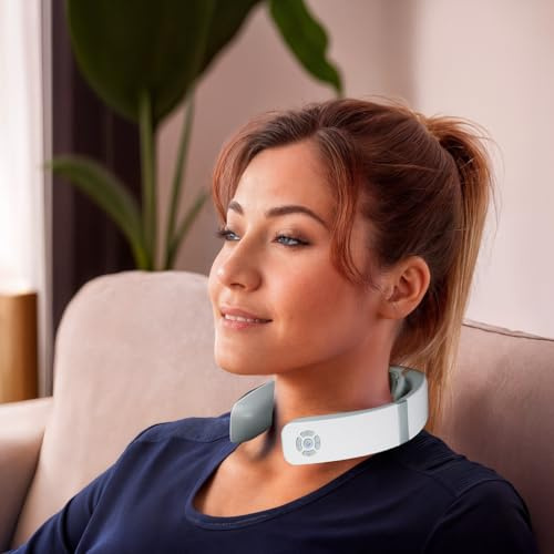 GLOBAL RELAX® | TEISHO Tragbares elektrisches Nackenmassagegerät | Verschiedene Modi I Entspannung I Energetik I Thermotherapie | 3D-Smart-Fit-Technologie | Kompakt und Leistungsstark