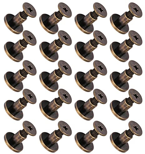 Leder Schrauben Nagel, 20 stücke 6,5 mm Metallniet Flachkopf Kupfer Messing Schrauben Muttern Nägel Nieten Leder Kappe Zubehör Metallzubehör Nägel Nieten Knöpfe Lederdekoration(6.5mm)