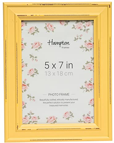 Hampton Frames, Cornice Portafoto PALOMA 13x18 cm, Giallo Vetro MDF, Profilo Largo, Clip Girevoli, Da Tavolo o Parete | Design Vintage per Foto 5x7