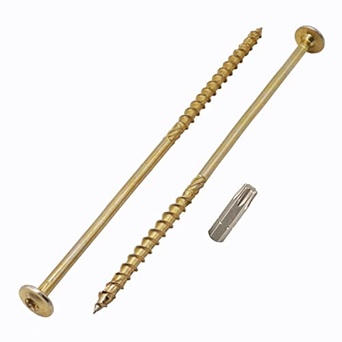 (8 Stück) verzinkter Stahl 8,0 x 280 mm gelbe Holzschrauben, Torxkopf, Tellerkopf, Holzschrauben, Teilgewinde (8, 8,0 x 280 mm)