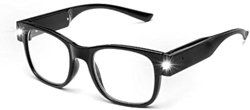 OKH Lesebrille mit Licht, helle LED-Lesegeräte, wiederaufladbare USB Lesebrille für Männer und Frauen, Quadratisch Brillen