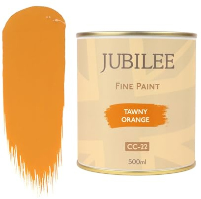 Guild Lane Jubilee Furniture Paint – Upcycle & Transform Wood, Metal & Glass – Soft Sheen Finish for Indoor & Outdoor – Durable & Easy to Apply Multi-Surface Paint (Tawny Orange, 500ml)