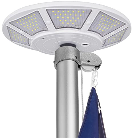 Flag Pole Light Solar Powered, 200 LEDs 2130 Lumen Solar Flagpole Light for Outdoor 15-25 Ft Flag Poles, Up to 12 Hrs, Waterproof & 100% Flag Illumination (White)