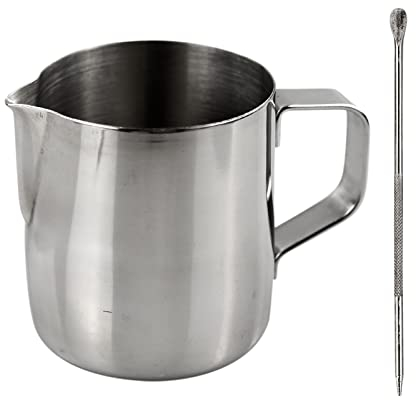 SZCXDKJ Milchkännchen, 200 ml, Edelstahl, Silber, Modern, Tropffreier Ausguss, Fest verschweißter Becher und Griff