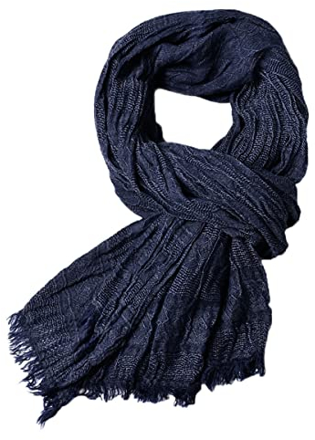 LIUPUUDLY Herren Schal Weicher Warm Casual Lang Schal Modisch Elegant Webschal Herrenschal (Navy blau)