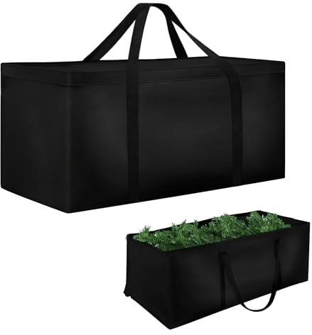 Dokon Christmas Tree Storage Bag for Christma Tree & Garden Cushion, Large | Heavy Duty Oxford, Durable Handles, Load Capacity > 60kg, 2-Way Full Zipper, Fit 9ft Christmas Tree, 175x55x75cm, Black