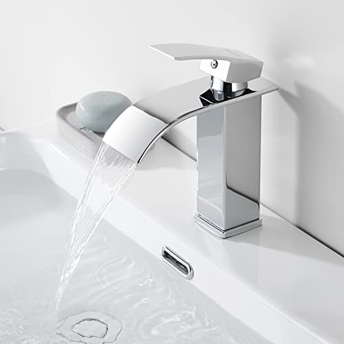 Cascata Rubinetto Bagno Cromo, Dolinvo rubinetto bagno acciaio inox, rubinetto lavabo per bagno rubinetto lavabo, fredda e calda miscelatore monocomando lavabo rubinetti