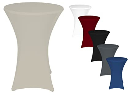 TexDeko® 2er-Set Stretch Stehtischhusse für Bistrotisch Ø 70-75 cm Creme | Öko-Tex Siegel strapazierfähig verstärkte Fußtaschen bügelfrei waschbar