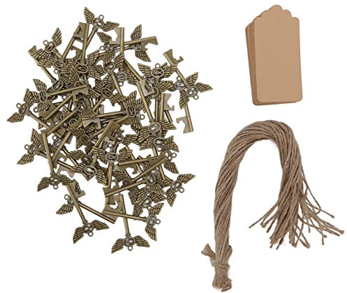 50 set apribottiglie chiave, apribottiglie a forma di scheletro vintage con etichette per favori di nozze, regali per feste di nozze decorazioni per souvenir