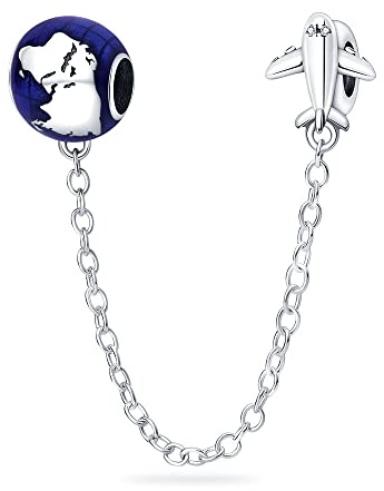 M&S Tope de Cadena de Seguridad Colgante de Abalorios con Charm de Pata de Perro Madre Hija Viaje Sol Estrella Luna Plata de Ley 925 Compatible con Pandora Moments y Pulsera Europea, Small (1 x 2 x 1