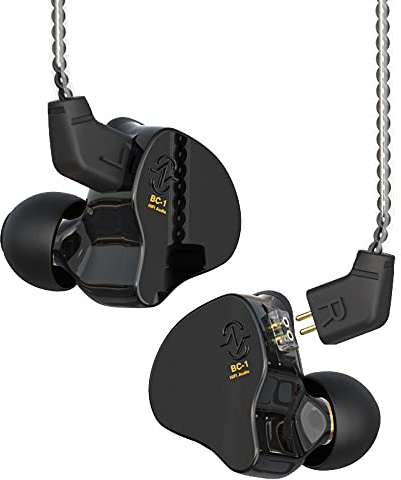 Yinyoo CCZ Melody in-ear-monitor 1BA 1DD auricolari Hifi, auricolari in-ear leggero di basso profondo IEM cuffie con cavo 4N OFC per musicista/batterista/bassista(Nero, senza microfono)