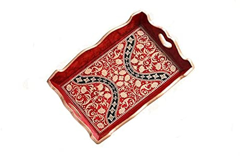 Charola de Servicio Bandeja de servir bandeja de madera bandeja rectangular mango en línea mesa de café sala de estar cocina sirviendo bandeja for todas las ocasiones Bandeja decorativa ( Size : A )