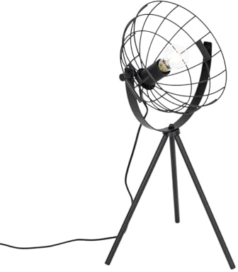 Qazqa - Industrial Tripod Table Lamp I Table Light Black Adjustable - Hanze- - Industrial - Suitable for LED E27 | 1 Light - Steel Table lamp - Suitable for Living Room I Bedroom I