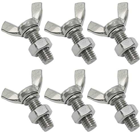 RLECS 6PCS M8 1.25x20mm Stainless Steel Butterfly Screws Bolts with Nuts and Washers, Wing Bolts