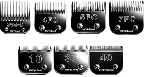 Hundepflegeklingen, kompatibel mit Andis/Oster A5/Wahl KM-10 Serie, abnehmbare Schermaschinen-Ersatzklinge, Schwarz (7 Stück #10+30+40+3FC+4FC+5FC+7FC)