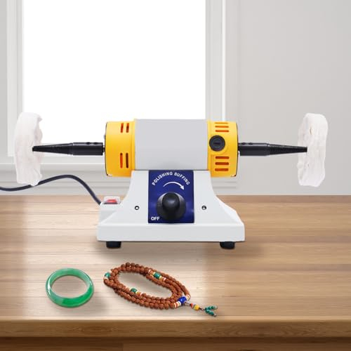 Touret à meuler double, 320W Meuleuse, Machine de polissage de tour, Polisseuse à double, de polisseur de banc, avec 2* broches coniques, pour le ponçage et le polissage