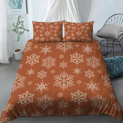 Schneeflocke Bettwäsche 135x200 cm Weich Microfaser Bettwäsche-Sets Weihnachten Neujahr Bettbezug 3D Bettbezüge mit Reißverschluss und 2 Kissenbezug 80x80 cm, B8223