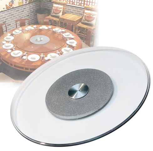 SKINCATE Plaque Tournante en Verre Assiette De Service 50/60/70/80/90cm Rond Lazy Susan, Plateau Tournant pour Table De Restaurant Hôtel, Silencieux Base, 360° Rotation (Size : Ø60cm/24inch)