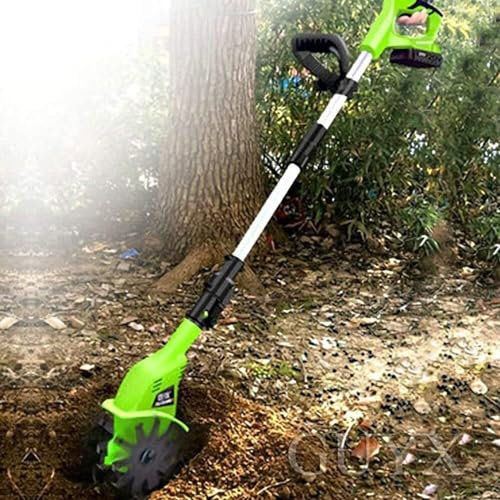 Motoazada de jardín,Rotavator Motoazada inalámbrica, motoazada de jardín de 20 V, motoazada eléctrica Ajustable, (300 vatios, 19 cm de Ancho de Trabajo, (Verde) para huertos de Jar