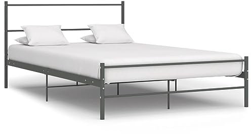 THOYTOUI Bettgestell, Bettsystem Tagesbett Seniorenbett Bett Geeignet für Mehrbettzimmer Gästezimmer Hotel Wohnung Grau Metall 120x200 cm