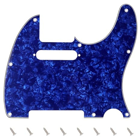 Banworks 4 Ply Tele Pickguard 8-Hole Electric Guitar Pickguard Scratch Plate for USA/Mexican Fender Modern Style Standard Tele Telecaster JT/HB-03 Blue Pearl