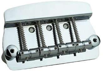 Guyker Bassgitarren-Steg, 4 Saiten, feste Stegsättel, Saitenraum, 19 mm, Ersatzteil für Jazz Bass JB oder Präzisionsinstrumente PB (MMB4, Chrom)