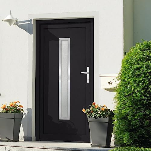 Willood Haustür mit Handgriff-3 Scharniere Nebeneingangstür Eingangstür Kellertür Außentür Wohnungstür Tür Anthrazit 108x208 cm PVC
