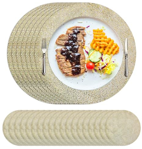 Juego de Manteles Individuales Desechables - 100 Piezas, 13 Pulgadas, Redondos, Metálicos de Malla Prensada, Cargadores para Bodas y Fiestas